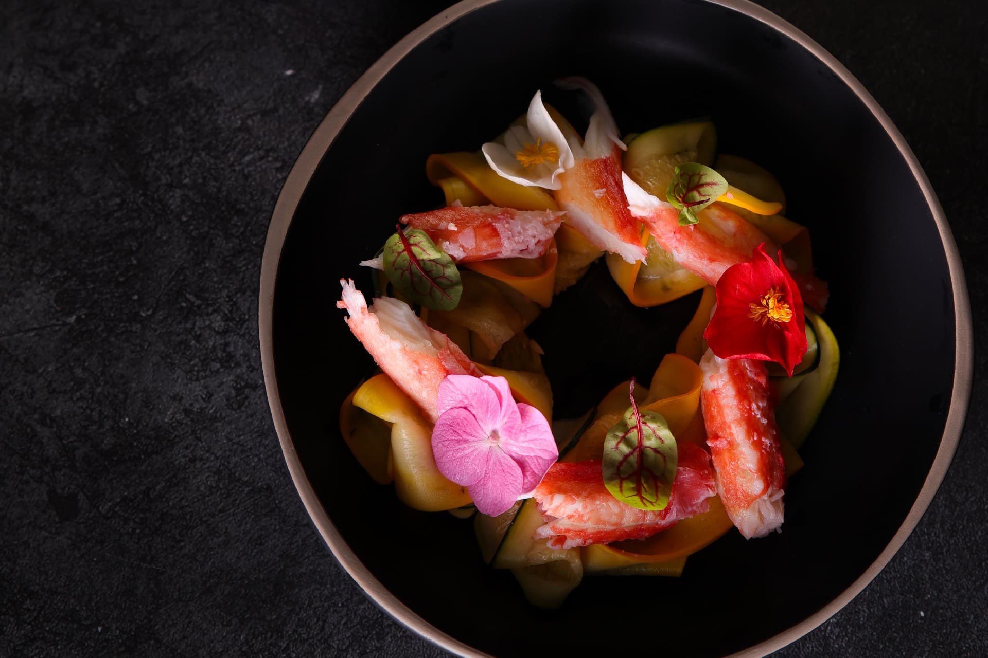 Red King Crab with Fermented Zucchini in Yuzu